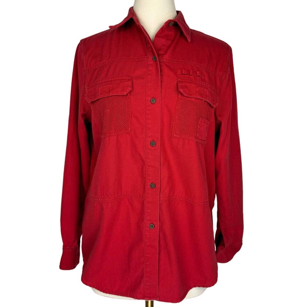 LAUREN RALPH LAUREN | Red Button Down Utility/Cargo Cotton Top | Women's Medium